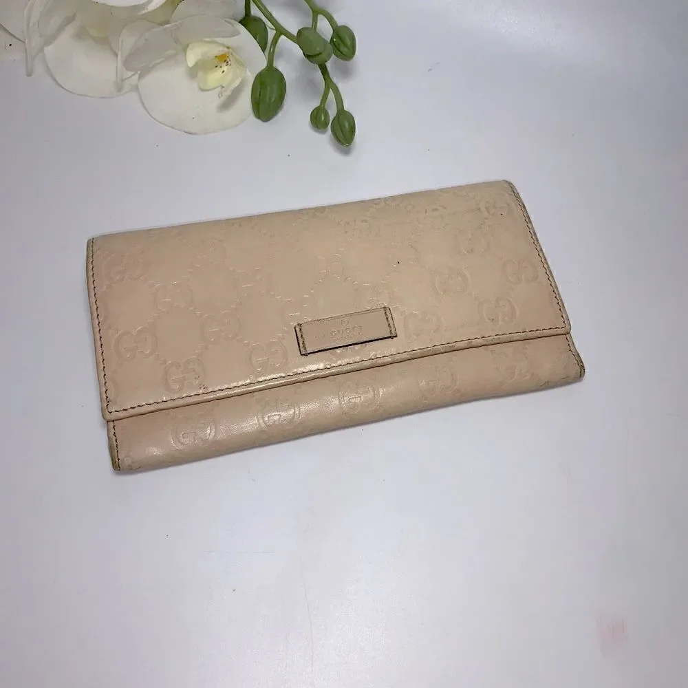 Authentic GUCCI Guccissima Long Clutch  Wallet Beige - Picture 5 of 14